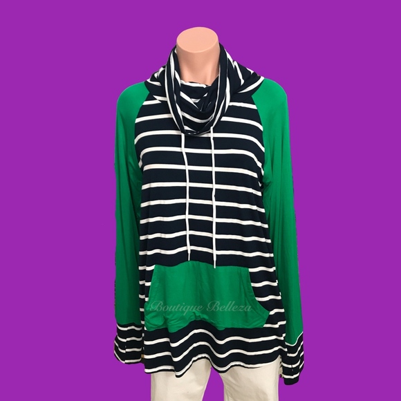 Navy & Green Funnel Neck - Picture 3 of 8